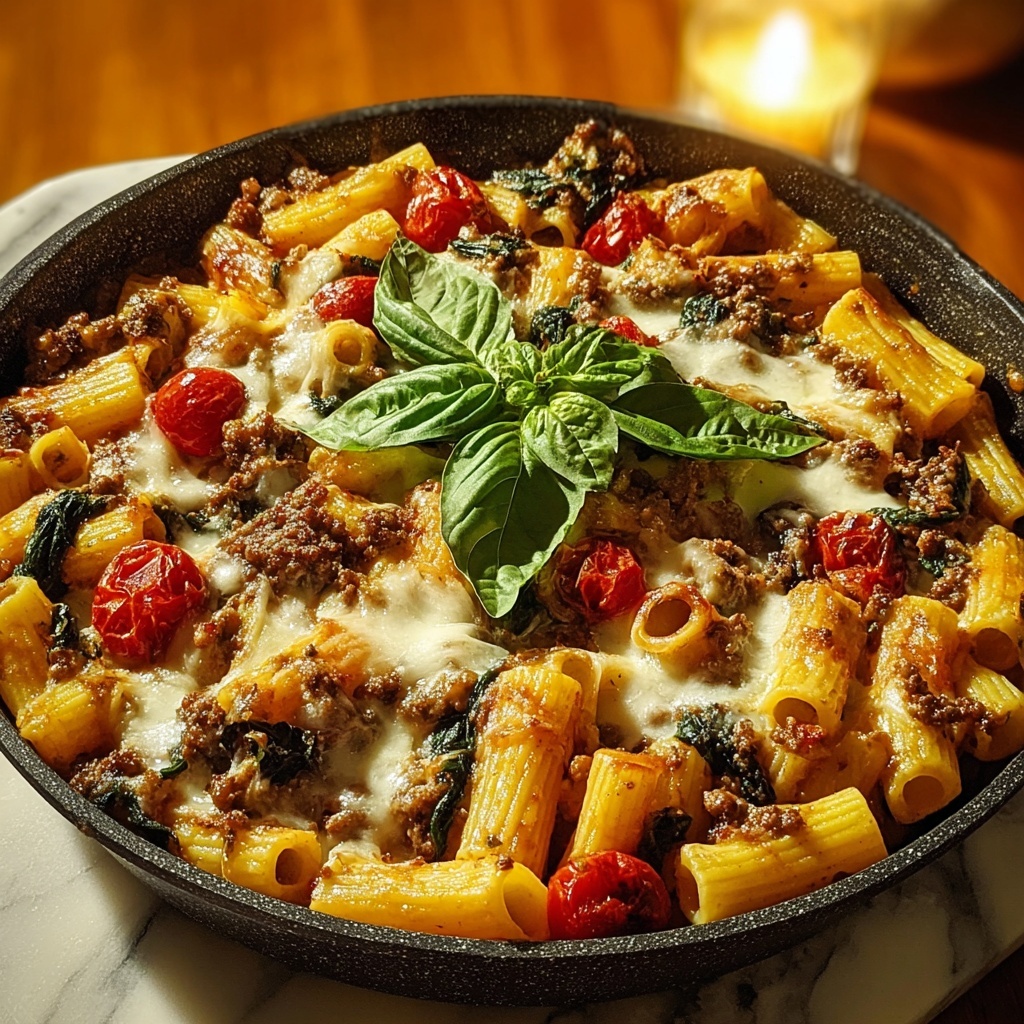 Creamy Tuscan Sausage Pasta Bake Recipe - Recipe Image