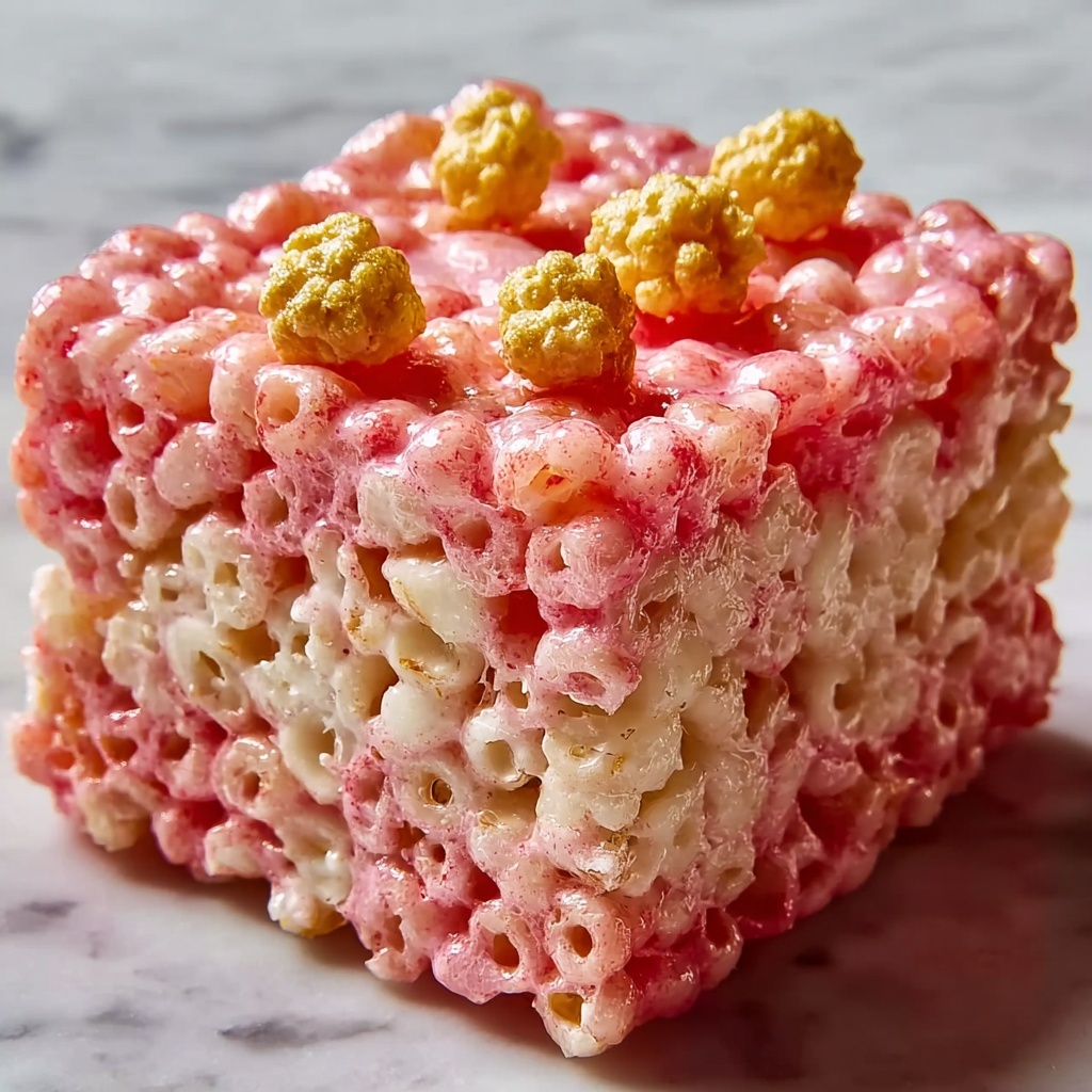 Strawberry Rice Krispies Treats with Pink Chocolate Drizzle Recipe - Recipe Image