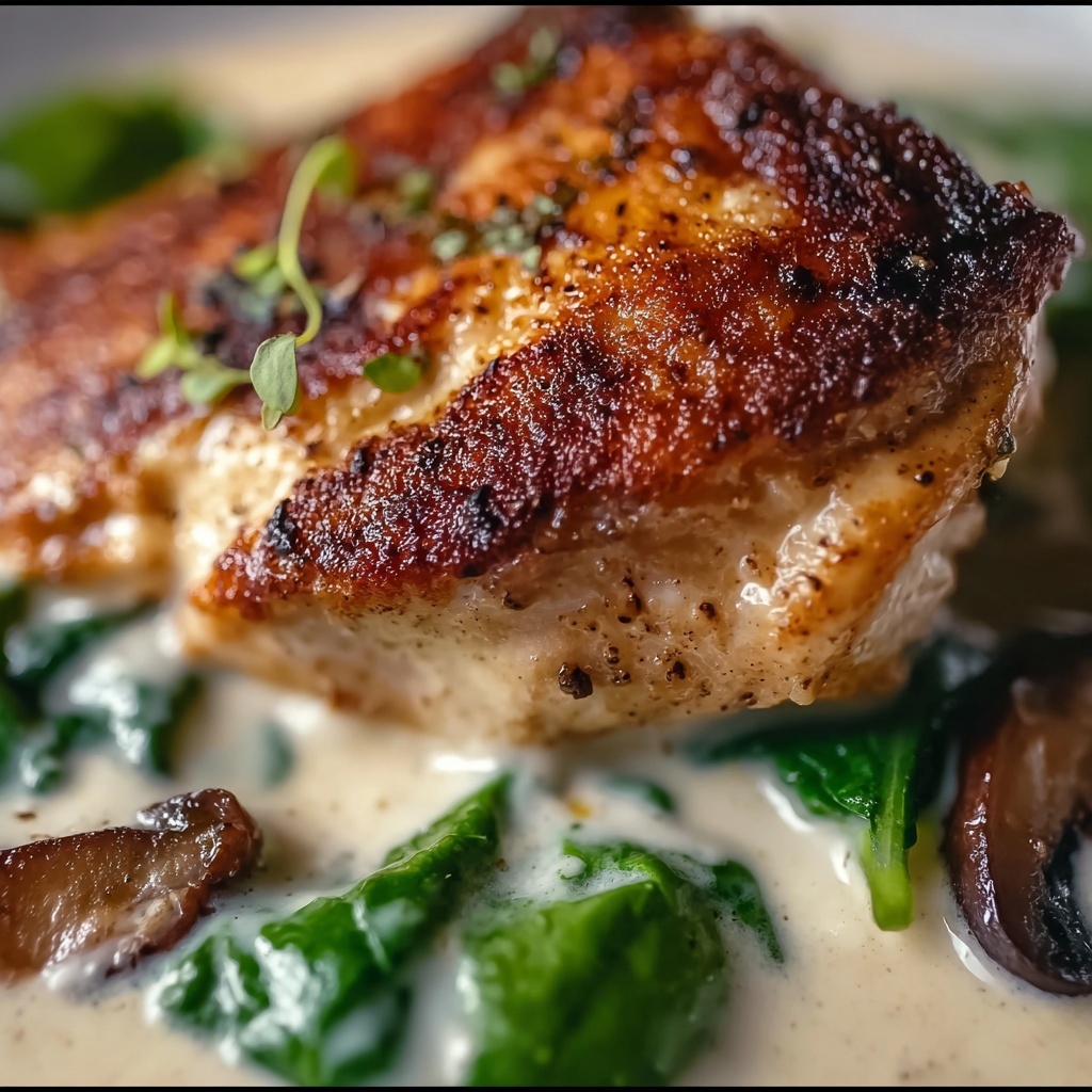 Creamy Smothered Chicken with Spinach, Potatoes, and Mushrooms Recipe - Recipe Image
