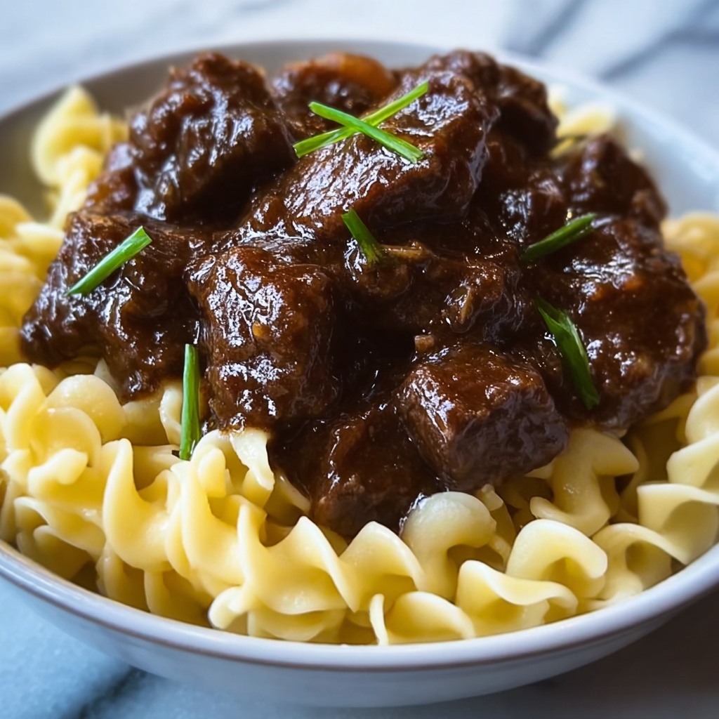 Crockpot Beef Tips & Noodles Recipe - Recipe Image