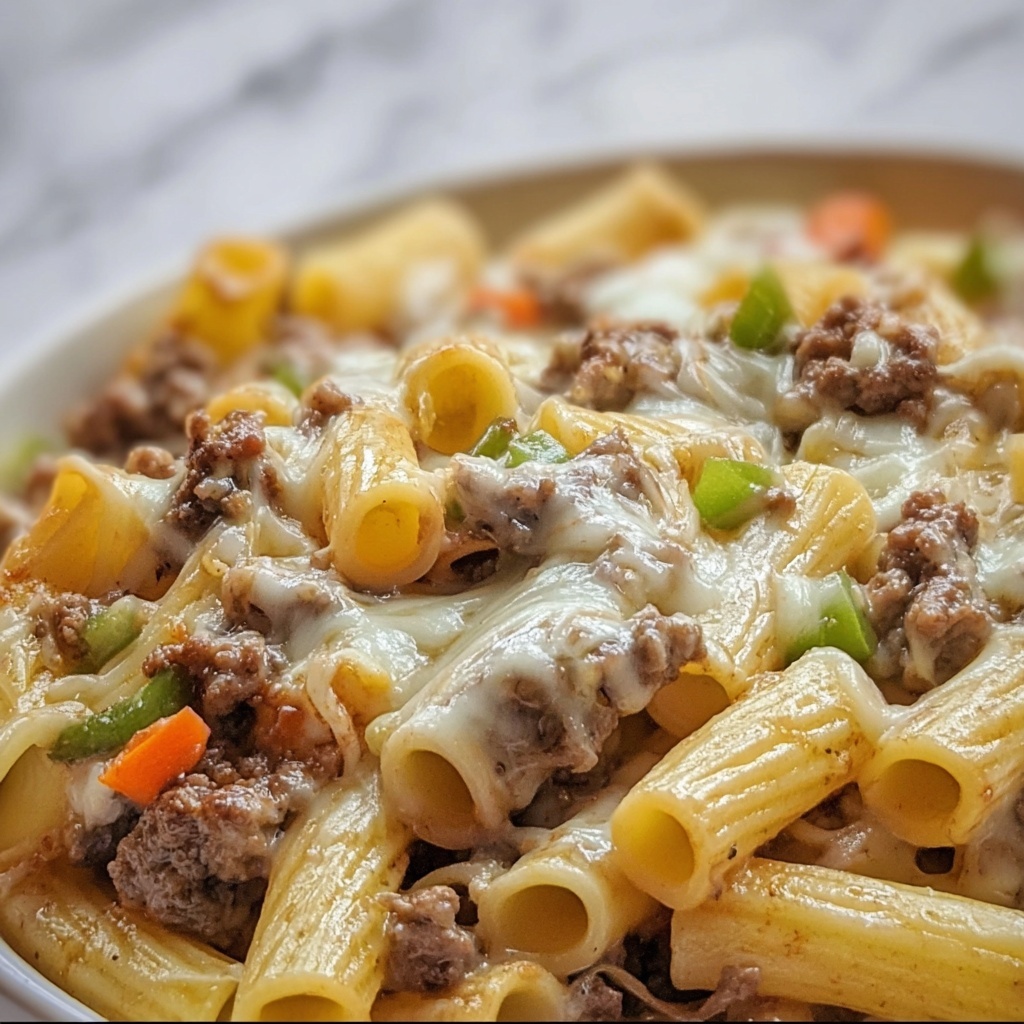 Cheesy Beef & Pepper Rigatoni Recipe - Recipe Image