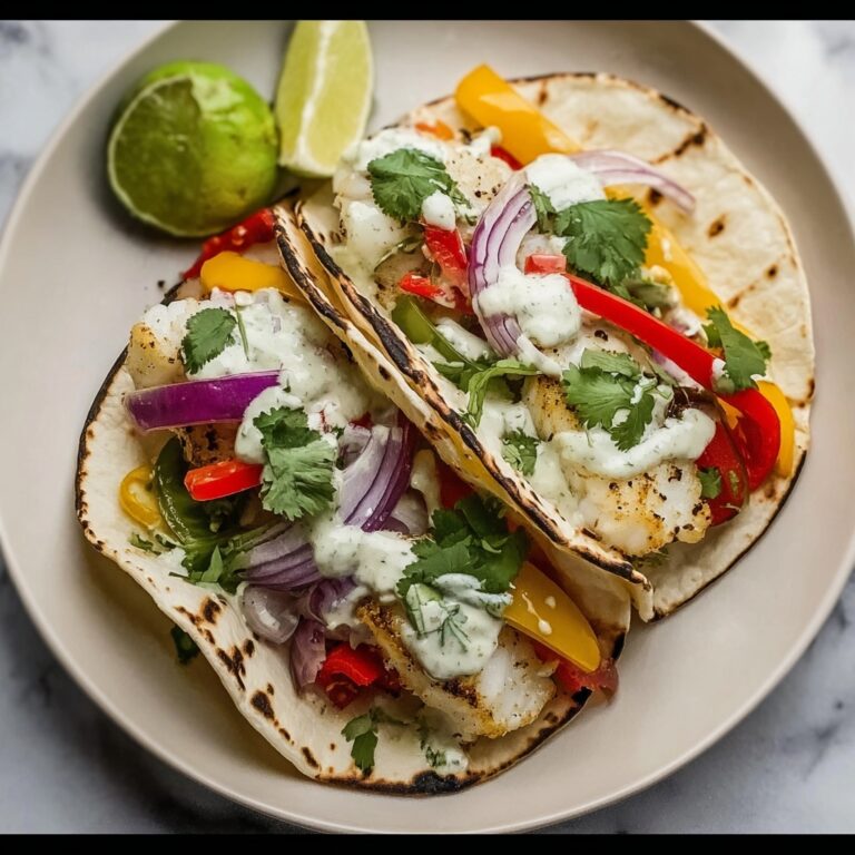 Fish Tacos with Garlic Lime Crema Recipe