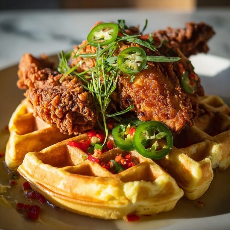 Homemade Fried Chicken ‘n’ Waffles with Jalapeno Honey Butter Sauce Recipe