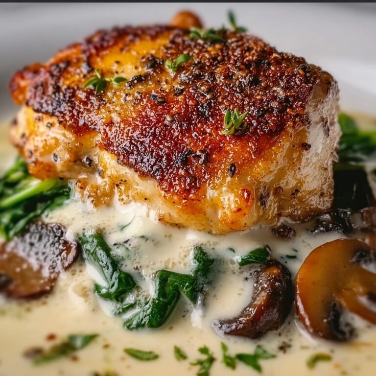 Creamy Smothered Chicken with Spinach, Potatoes, and Mushrooms Recipe