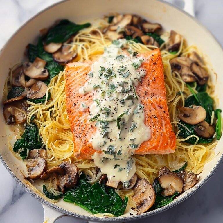 Creamy Salmon Florentine with Spinach and Mushrooms Recipe
