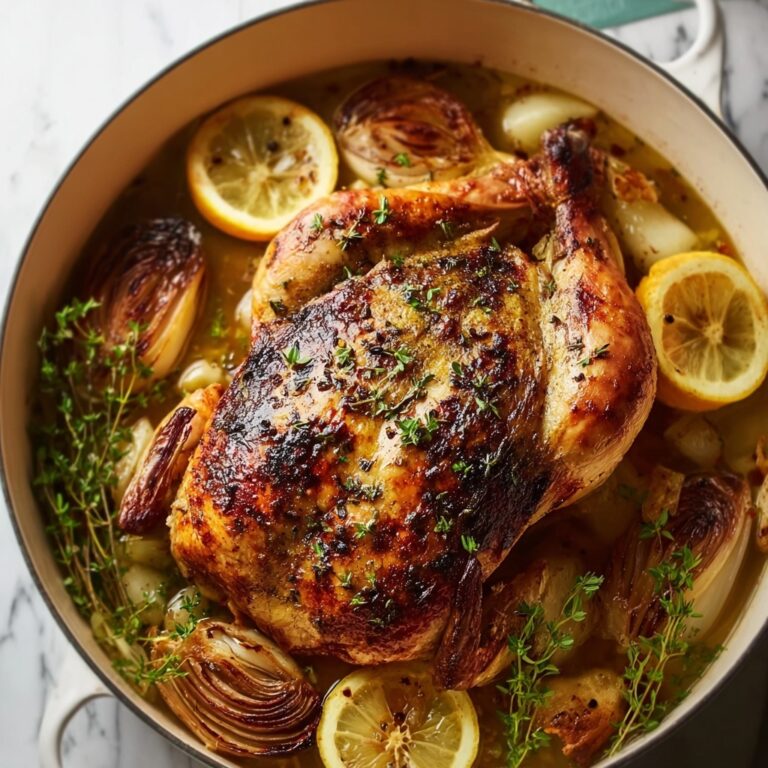 Creamy Lemon Herb Pot Roasted Whole Chicken Recipe