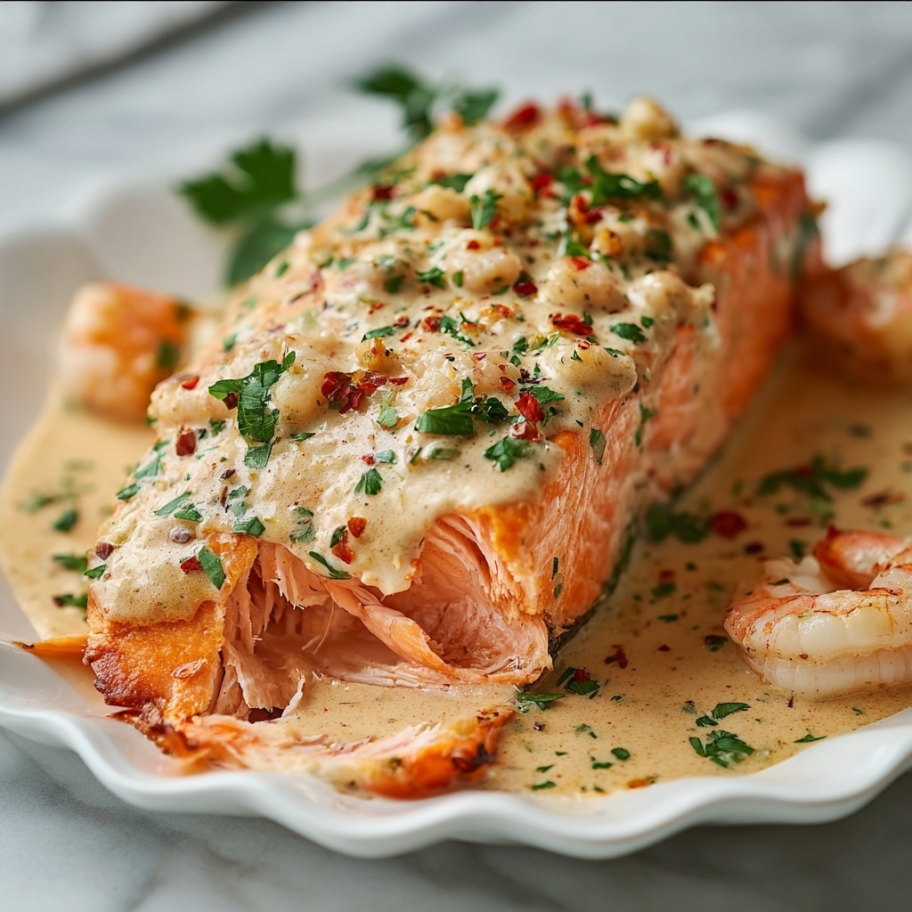 Crab & Shrimp Stuffed Salmon Recipe - Recipe Image